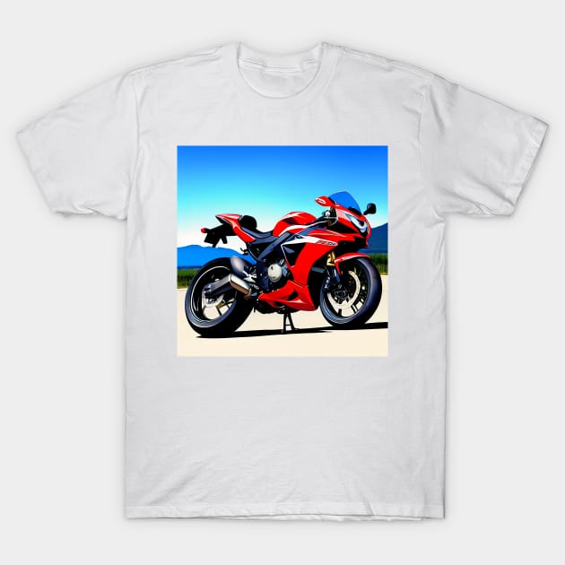 Red Super Sportbike Motorcycle T-Shirt by BAYFAIRE